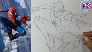 How to draw Spiderman with webs || Full outline tutorial || for beginners #spiderman