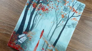 Alone girl in rainy weather/Easy step by step acrylic painting for beginners/#acrylicpainting