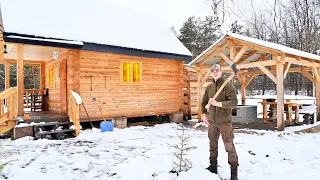 After 1 Year I Start to Feel at Home, New Build for Off-grid Tiny House | Firewood Shed