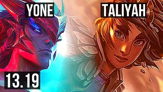 YONE vs TALIYAH (MID) | 8 solo kills, 11/1/2, 500+ games, Legendary | EUW Master | 13.19