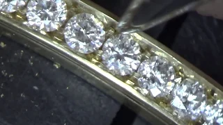 2mm white D/E VVSI/LC  Micro Pavé Diamonds  All around in 14 kt Yellow Gold eternity band