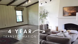 4 Year Living Room Makeover // Custom Faux Antique Mirror Build // DIY Living Room Makeover