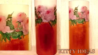 DIY/Beautiful glass vase decor/Decoupage on glass