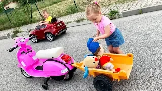 Little Girl Elis Ride On Pink Vespa 12V Power Wheel with Baby Doll and Thomas BMW X6