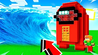 MAISON DE AMONG US vs TSUNAMI SUR MINECRAFT !!