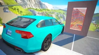 High Speed Jumping through Laser Wall Crashes - BeamNG drive