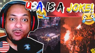 American Reacts to USA vs EU Basketball fans & atmosphere!