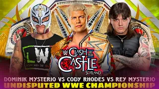 Cody Rhodes vs Dominik Mysterio vs Rey Mysterio WWE Title Full Match WWE Clash At The Castle 2024