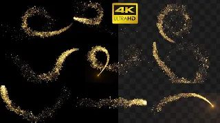 Gold Particles Trails 4K | Motion Graphics | transparent background