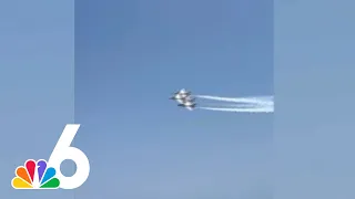 Two jets touch wings while performing in Fort Lauderdale Air Show