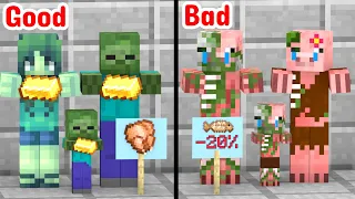 Monster School : Bad vs Good Zombie Family - Minecraft Animation