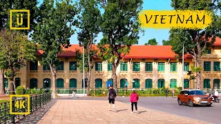 Walking in Vietnam. Hanoi city walk from Old Quarter to Ho Chi Minh  Mausoleum. Binaural Audio. [4K]