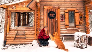 First Snow at the Off Grid Log Cabin | Winter 2019