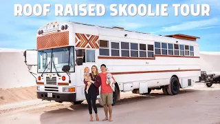 Couple Built a Gorgeous Roof-Raised Bus Home For Their Family of 3