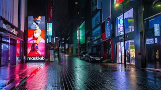 [4K HDR] 2AM Seoul Night Walk ☔️ Myeongdong and Euljiro Alley Umbrella Rain Sounds ASMR