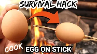 SURVIVAL HACK - How to Cook Egg on Stick - Bushcraft and Camping cooking trick
