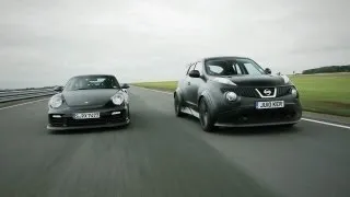 Showdown - Nissan Juke-R vs. Porsche 911 GT2 RS - CAR and DRIVER