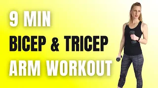 9 Min BICEPS & TRICEPS at Home TONED ARMS Workout with Dumbbells