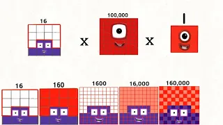 Numberblocks 16 times table and generate value up to 16 000 000