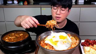 SUB) Korean Bibimbap & Doenjang jjigae Food Yummy ASMR Mukbang Eatingshow