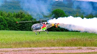 STUNNING HUGE !!! RC SA-319 ALOUETTE 3 / SCALE MODEL TURBINE HELICOPTER WITH SMOKER / FLIGHT DEMO