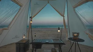 Romantic car camping in front of the beach