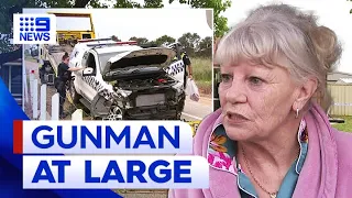 Armed man on the run after police car rolls in Victoria | 9 News Australia