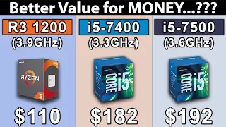 RYZEN 3 1200 (3.9GHz) vs i5 7400 (3.3GHz) vs i5 7500 (3.6GHz) | Which is a Better Value For Money..?