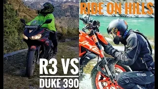 YAMAHA R3 VS DUKE 390 RIDE ON HILLS , HILLS PERFORMANCE (COMPLETELY  DIFFERENT EXPERIENCE)