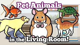 Cute Pet Animals in the Living Room | Drawing and Coloring with Glitter & Googly Eyes