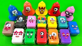 Numberblocks - Mixing All CLAY with Bell, Suitcase, Mini Heart,... Coloring! ASMR