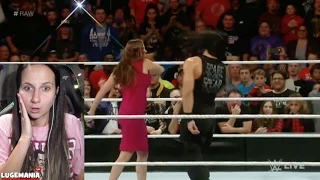 WWE Raw 12/14/15 Stephanie Slaps Roman Reigns