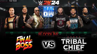 WWE 2K24 Gameplay: Team Tribal Chief vs Team Final Boss | The Bloodline - #wwe2k24