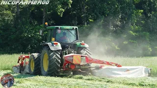 STARTING HAYMAKING 2021 | FIRST CUT | JOHN DEERE 6910 + 2 × KUHN GMD 702 | BARBA