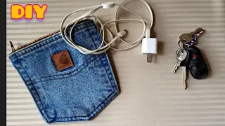 DIY Jeans pocket | Amazing Uses of Jeans Pockets | Small Storage Bag