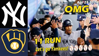 New York Yankees vs. Milwaukee Brewers Full Game, Apr 28 2024 | MLB Season 2024