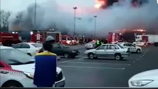 Пожар в гипермаркете Лента в Санкт Петербурге В Питере