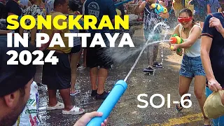 [4K] Songkran in Soi 6 Pattaya Water festival in April 2024 Thailand