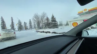 Tesla Model Y in -26 cold in snow Manitoba Canada.