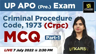 Criminal Procedure Code 1973 | CRPC Important  MCQs  (Part - 1)| UP APO (Pre.) Exam #11| Rekha Ma'am