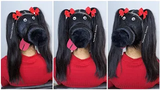 Peinado loco y divertido para niñas 🤪 | crazy hairstyle for girls 🌈🤪🐶