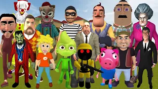 Scary Cartoon Cat at Scp,Piggy Neighbor Family Escape,Clown Brother Neighbor Escape,Piggy OUTPOST