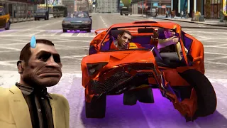 In traffic at a speed of 9999999, Niko and Playboy are happy together！ - GTA4