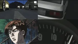 Takumi revs the new engine to 11k for the first time.. but the Eurobeat is 'HEARTBEAT'