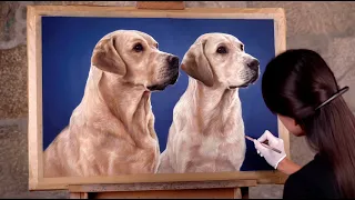 Painting a REALISTIC Labrador DOG 🐕 with Pastels ▶ Hyper Realistic Pet Portrait by Patricia Otero