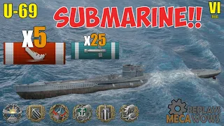 SUBMARINE U-69 5 Kills & 101k Damage | World of Warships Gameplay