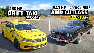 AWD Swapped, Procharged V8 Cutlass vs Tanner Foust’s 850hp Drift Taxi // THIS vs THAT