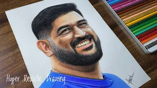 Hyper Realistic Sketch for - MS Dhoni | By HarshGuru Arts.