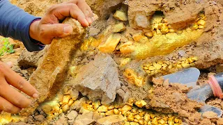 Incredible Treasure Hunting! Digging for Gold Treasure under Stone at Mountain