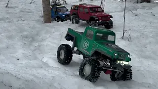 Gladiator scx10.3 and trx4 frankenstein creeper 10.2 on portal on melty snow